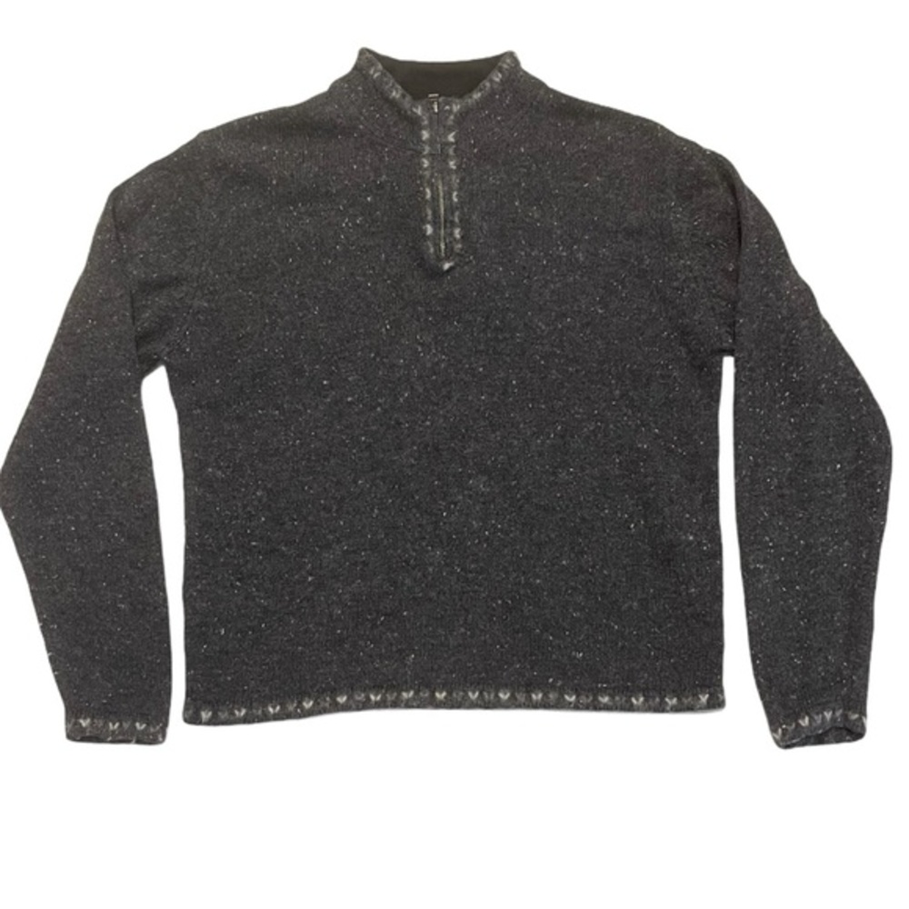 WOOLRICH Onyx Heather Pullover 1/4 Zip Sweater L
